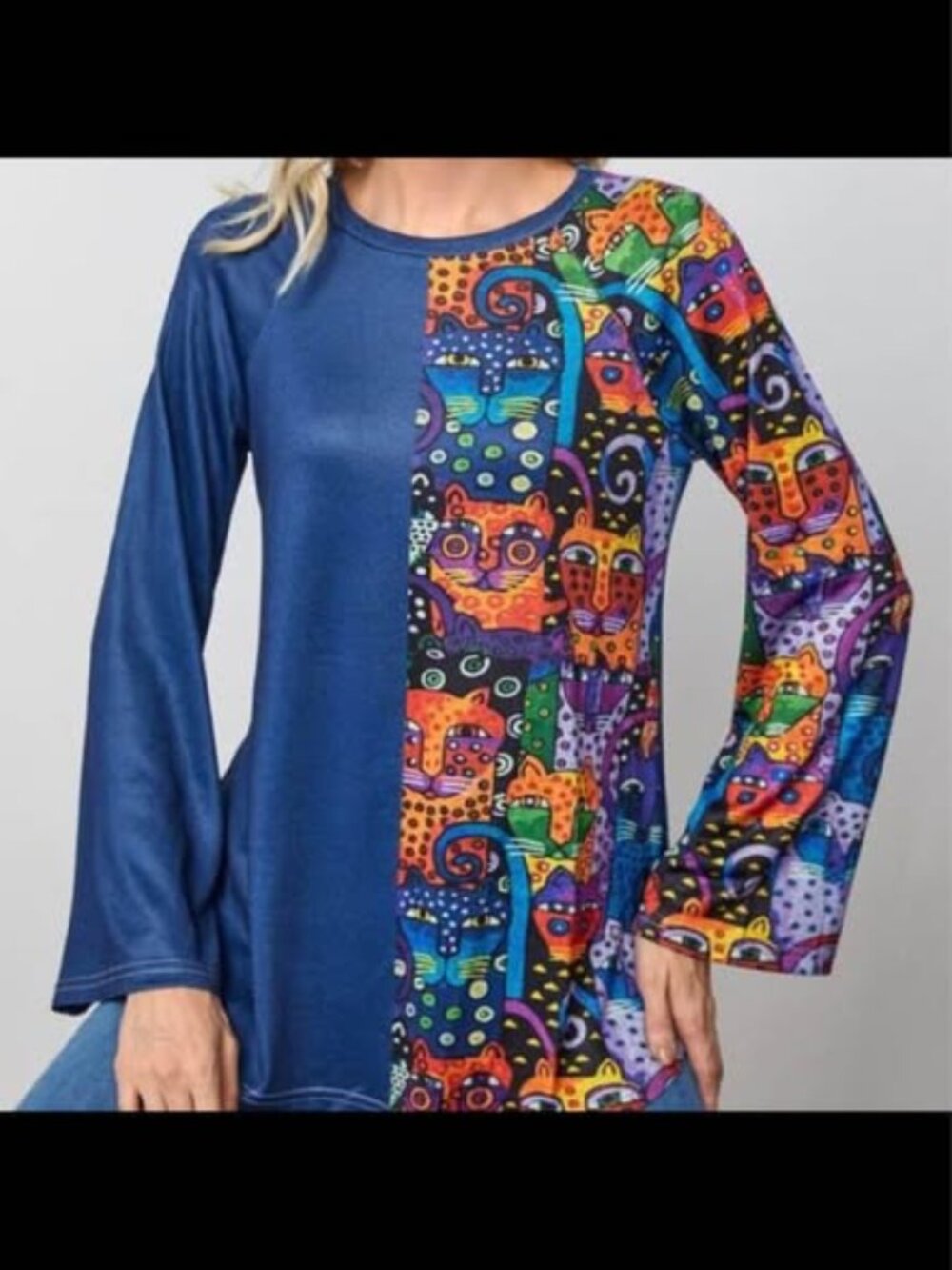 Ladies size XXL long sleeve Cat faces shirt - Picture 5 of 9